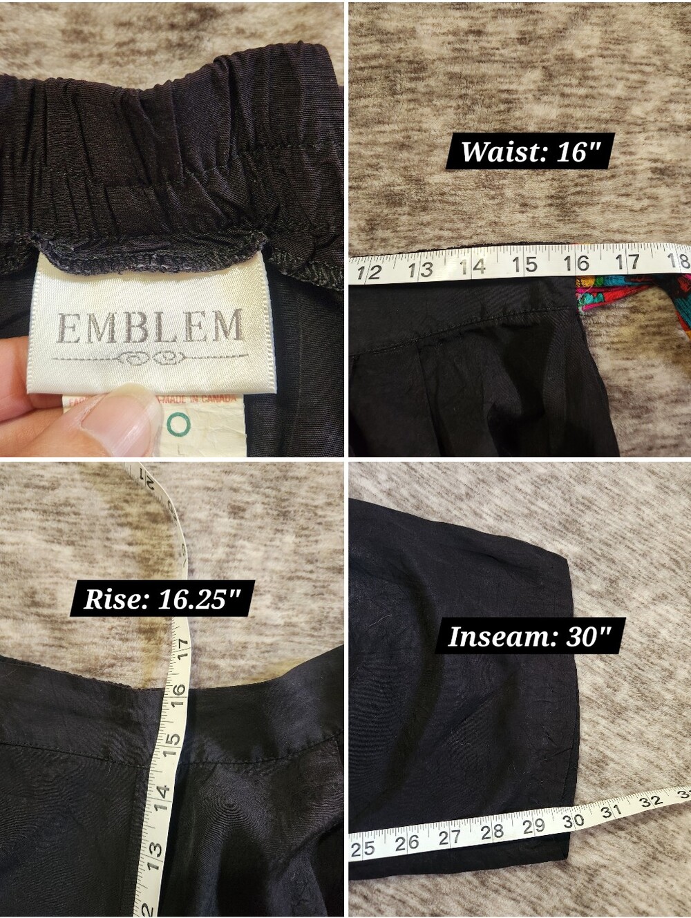 Vintage 90s Emblem Abstract Paint Belt Wide Leg High Rise Harem Flowy Pants L - Picture 8 of 8